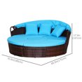 thumbnail image 3 of Outsunny Chaise Longue de Patio avec Canapé-Lit Rond Coussiné 4 Pcs Bleu, 3 of 10