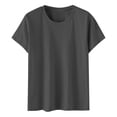 thumbnail image 4 of WTXUE T-Shirts à Manches Courtes, Chandails à Col Rond pour Femmes Chandails en Coton Chandails Amples T-Shirts Hauts Amples Unis / Décontractés pour Femmes Gris G, 4 of 8