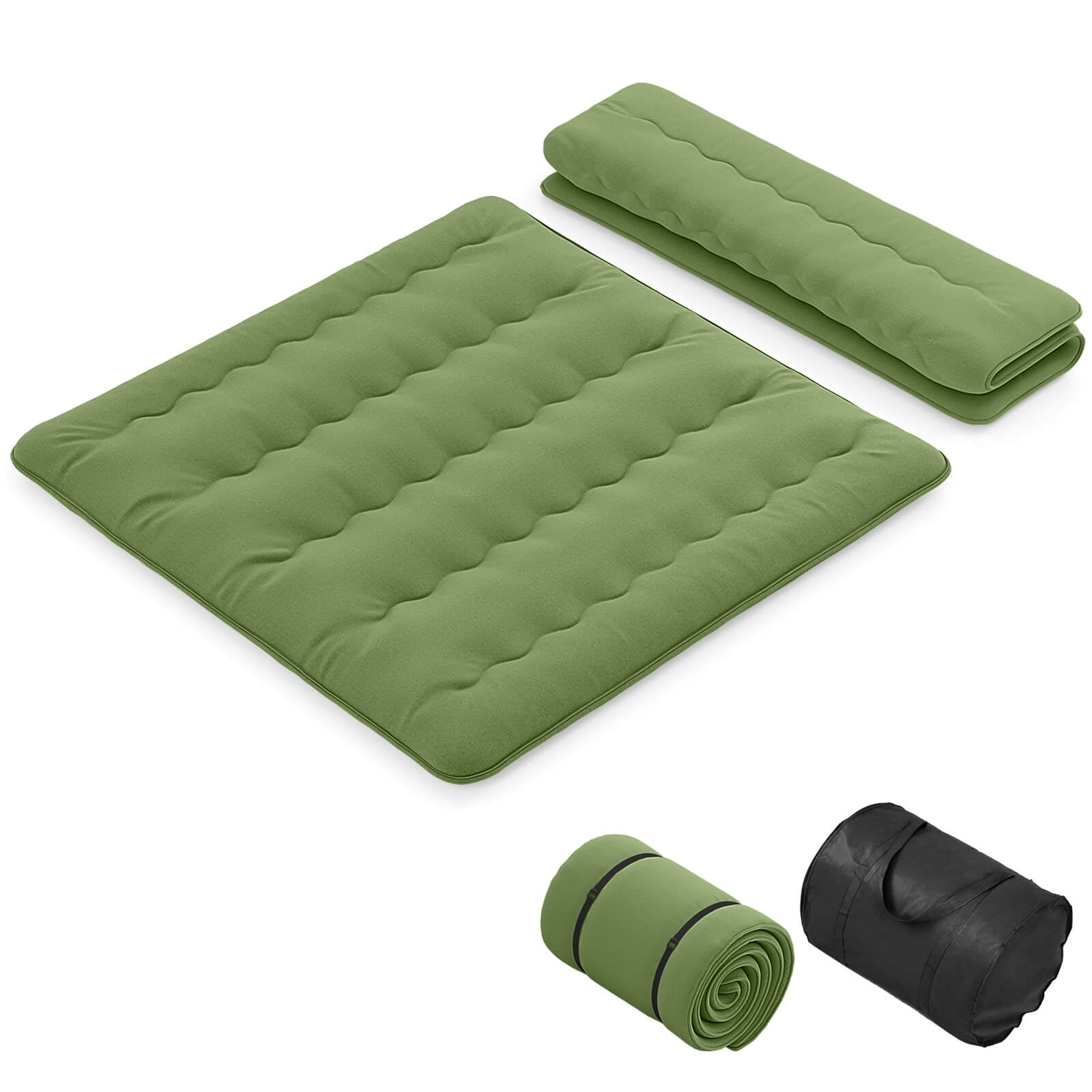 Costway King Futon Mattress Japanese Floor Pad Washable Cover Carry Bag Green