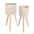 thumbnail image 1 of Sagebrook Home S/2 Céramique, Jardinière Texturée 8/10", Beige, 1 of 1