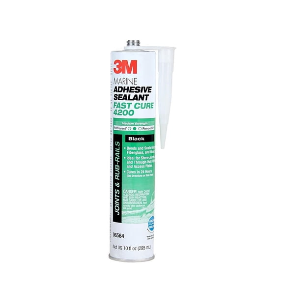 3M Adhésif d'Étanchéité 06564 3M 4200 Durcissement Rapide; Utilisé pour Coller Aluminium/bois/gelcoat et Fibre de Verre; pour Applications Marines; Cartouche de 10 Onces; Noir; 50 à 90 Minutes de Temps Libre
