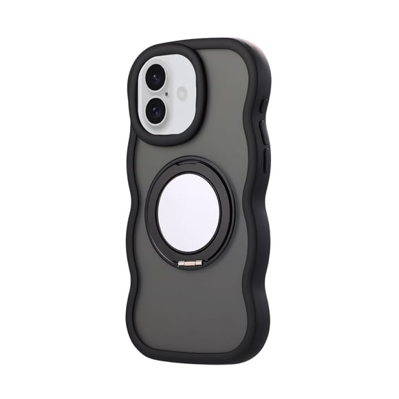 Artikl Cotton Compatible MagSafe Étui Givré avec Support & Miroir pour iPhone 16 - Noir