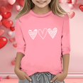 thumbnail image 2 of PMVFHDE Hauts d'Été pour Fille T-Shirts pour Fille Hauts d'Été Graphiques Hauts Tendance pour Fille T-Shirt Robe pour Fille Imprimé de la Saint-Valentin Col Rond Fonctionnel Manches 3/4 T-Shirt Rose, 5-6 Ans, 2 of 4