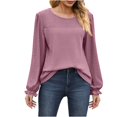 thumbnail image 2 of EQWLJWE Blouses à Manches Longues pour Femmes Col Rond Manches Longues Creusées Patchwork T-shirt Ample Vêtements d'Automne pour Femmes, 2 of 5