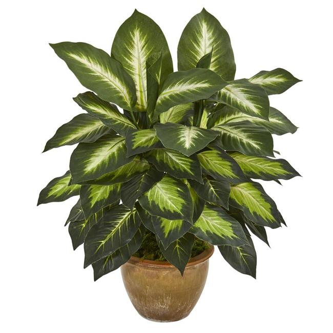 Nearly Natural 8051 Dieffenbachia Artificial Plant in Ceramic Planter