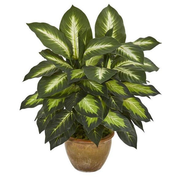 Nearly Natural 8051 Dieffenbachia Artificial Plant in Ceramic Planter