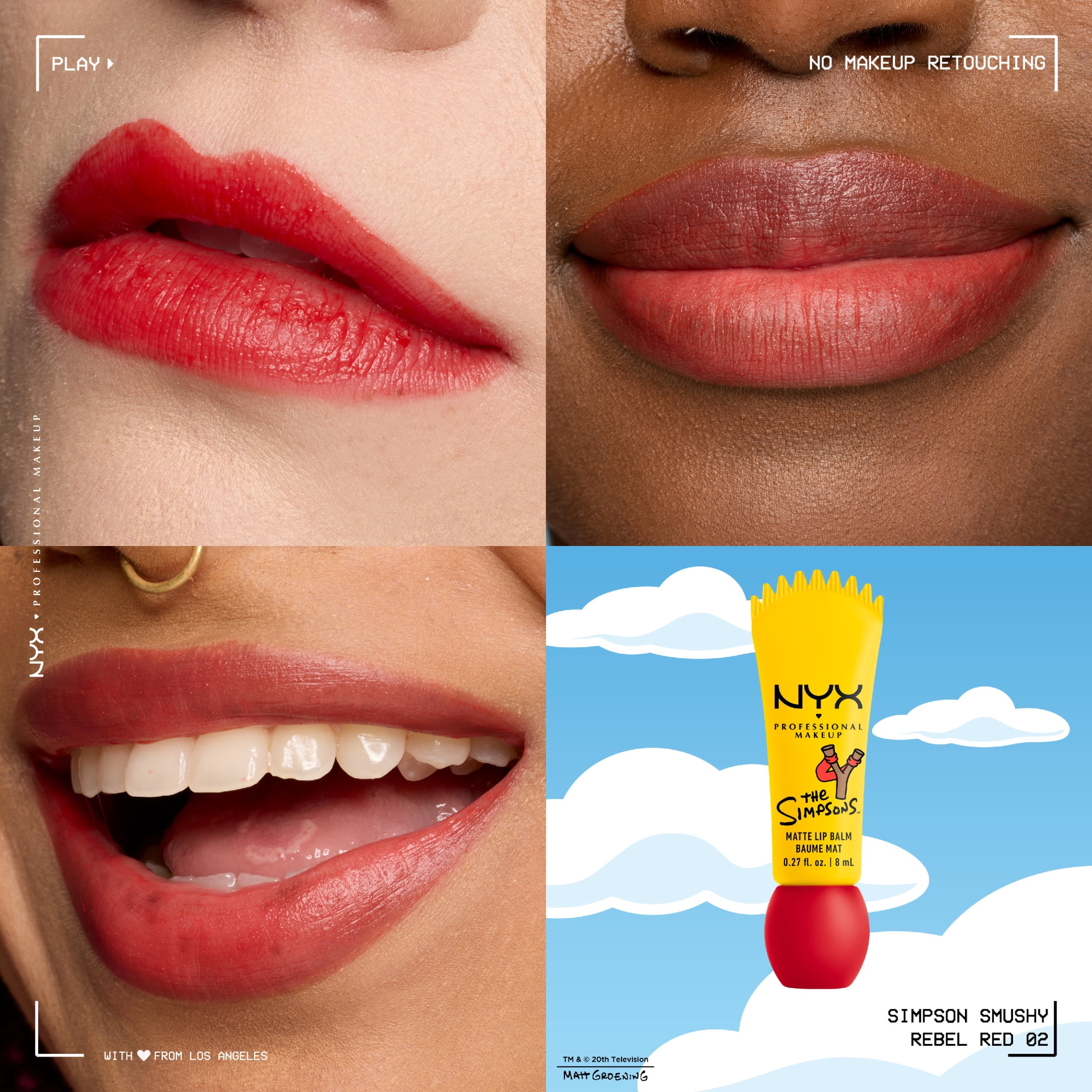 NYX Professional Makeup Baume à Lèvres Mat Simpson Smushy, Rebel Red