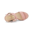 thumbnail image 4 of BLISSFUL STEP Chaussures pour Femmes Sandales Espadrilles à Talon Compensé Slingback à Brides Croisées Rose 7,5, 4 of 7