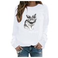 thumbnail image 2 of Tops d'Été pour Femmes Mode Femmes Loisirs Imprimé Chat Manches Longues Col Rond Décontracté Ample Tops Blouses pour Femmes Chic Décontracté Aguichant en Liquidation, 2 of 3