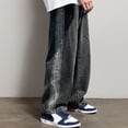 thumbnail image 2 of B91xZ Mens Comfort Fit Jeans Ripped Stretch Distressed Destroyed Straight Leg Denim Pants,Black XXL, 2 of 4