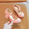thumbnail image 4 of Povozer Girls PU Leather High Heel Shoes Bowknot Girls Dress Shoes(Pink,14), 4 of 5