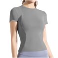 thumbnail image 1 of Plebaso Hauts d'Entraînement pour Femmes à Manches Courtes, Col Rond, T-Shirts Athlétiques, Course, Yoga, Gym, T-Shirts Basiques pour Femmes, 1 of 3