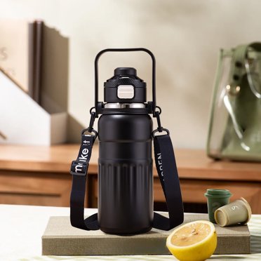 Prix Bas de Tous les Jours! Gobelet Isotherme en Acier Inoxydable 316, Grande Capacité, Gobelet Isotherme à Double Couvercle avec Sangle à Main, Gobelet Isotherme Portable avec Paille pour Boissons Chaudes et Froides