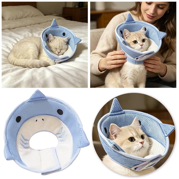 ZZHZGZ Canada Sale Cat Recovery Collar Cute Print Cat Collar Adjustable Lightweight Recovery Stop Licking After for Small Kittes
