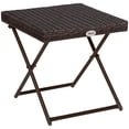thumbnail image 1 of Outsunny Table Basse en Rotin, Table d'Appoint Pliante pour Patio Extérieur, Brun, 1 of 10