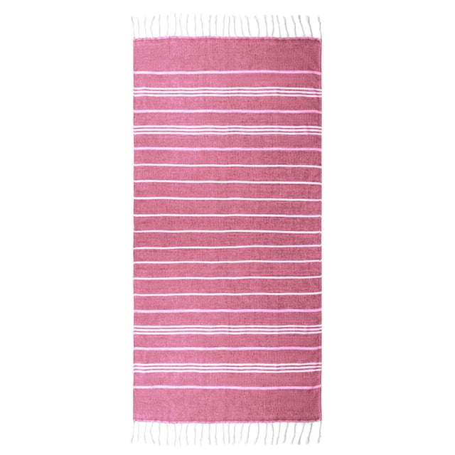 Serviette de Plage Style Turc à Rayures Tissées, Matériau Polyester, Design à Pompons, Grande Absorption d'Eau et Format Surdimensionné