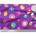 thumbnail image 3 of Soimoi Purple polyester Crepe Fabric Donuts Food Printed Fabric 1 Yard 52 Inch Wide, 3 of 5