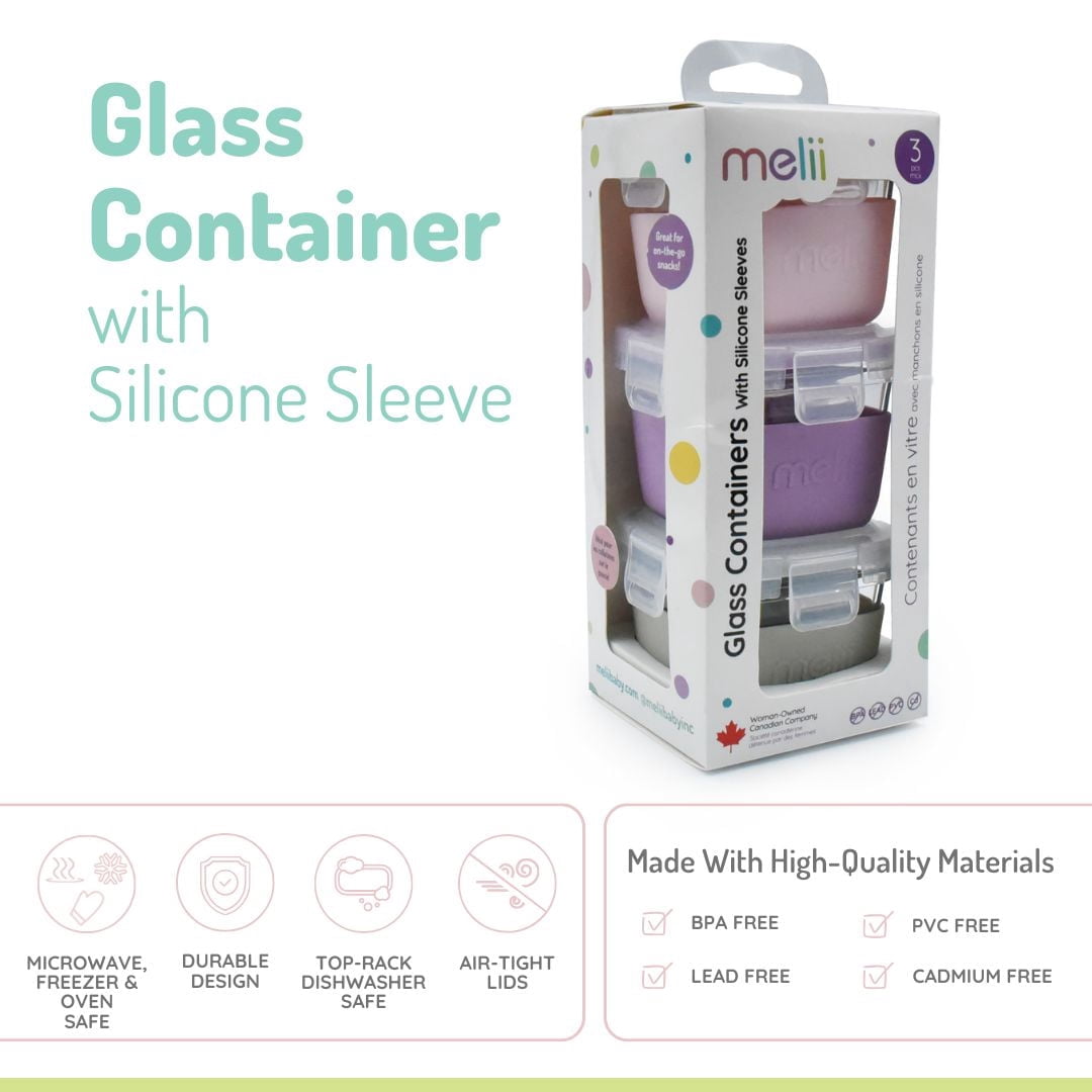 Melii Contenants Alimentaire en Verre avec Housse en Silicone 3pk