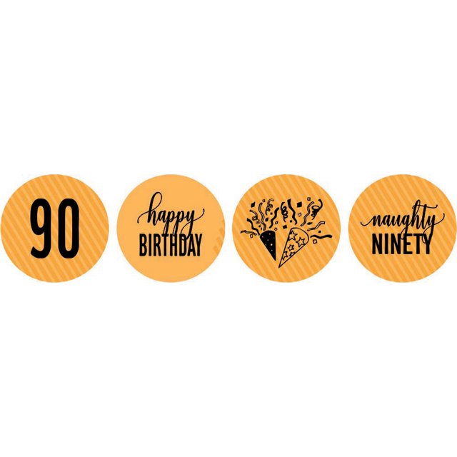Darling Souvenir 190 Pcs Naughty Ninety Birthday Theme Stickers chocolate Labels-Orange