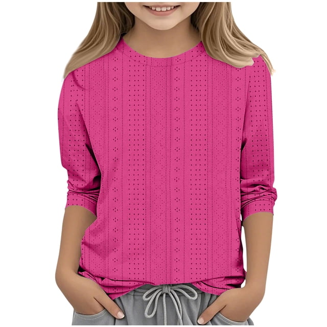 Bwiyojiz Tailles Mode 110-160 T-Shirt/chemise pour Enfants Uni Manches 3/4 Col Rond