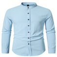 thumbnail image 2 of Classic Buttoned Henley Shirt for Men with Retro Cotton Linen Fabric, 2 of 8