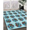 thumbnail image 3 of Ahgly Company Tapis d'Intérieur Lavable en Machine Carré Marbre Bleu, 4 Pieds Carré, 3 of 7