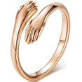 thumbnail image 1 of Stainless Steel Hand Style Hug Embrace Statement Promise Anniversary Ring, 1 of 1