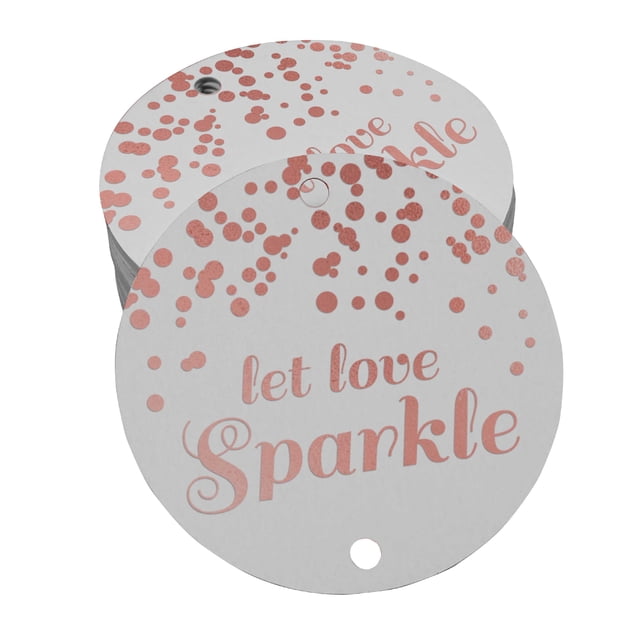 Inkdotpot Rose Gold Foil Paper Hang Tags Let Love Sparkle Wedding Favor Tags 50 Pieces