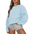 thumbnail image 1 of Mefallenssiah Mode Femmes Décontracté à Manches Longues Col Rond Chandail Ample pour Dames Hauts Blouse Bleu Clair G, 1 of 4