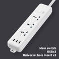 thumbnail image 4 of White Smart Power Strip with 3 AC Outlets and 3 USB Ports, 6.6 Ft Extension Cable, Fast Charging Adapter for Home and Office Use, 4 of 9