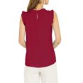 thumbnail image 3 of INSPIRE CHIC Women's Sleeveless Work Blouses Ruffled Pleated Chic Tops Burgundy S, 3 of 7