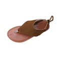 thumbnail image 2 of Flat Sandals for Women Flip Flops Adjustable Drawstring Slingback Non Slip Beach Summer Sandals Brown, 2 of 9