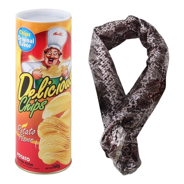 HOZADOIE Novelty Funny Prop Home Essentials Potato Chips Snake Prank Potato Chip Snake Can Snake in A Potato Chip Can Prank Potato Chip Cans Scary Trick Jump Spring Snake Toy