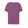 thumbnail image 4 of LOVZFMLL T-Shirts d'Été pour Femmes Mode à Rayures Imprimées Manches Courtes Blouse-Col T-Shirt Décontracté à Boutons, 4 of 5