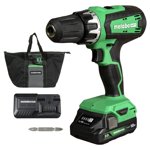 Metabo HPT 18V Cordless Drill Driver Kit 1/2-Inch Keyless Chuck Compact Power Drill Driver with 2.0Ah Lithium-Ion Metabo Battery Charger and Bag Powerful 470 in-lbs Torque Two Speed Gear DS18DFX