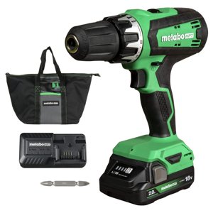 Metabo HPT 18V Kit de conducteur sans fil 1/2-Inch Pilote de forage électrique compact Chuck sans clé avec lithium-ion 2.0Ah Metabo Chargeur de batterie et sac puissant 470 en-lbs couple deux vitesses DS18DFX