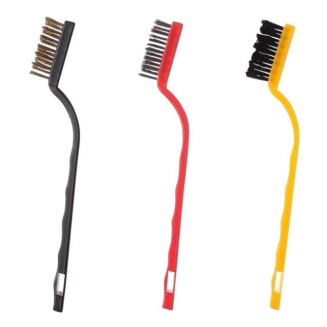 Pompotops Wire Brush Set Brass Nylon Steel Brush Clean Rust Paint Remover Tool 3 Piece Clearance
