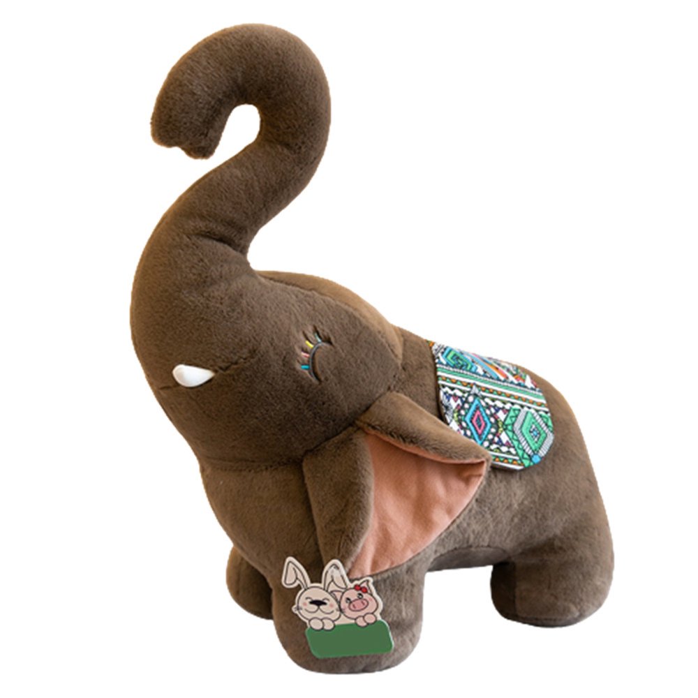 Plush Stuffed Toys Cartoon Elephant Doll Early Educational Development Toy  Gray 40cm