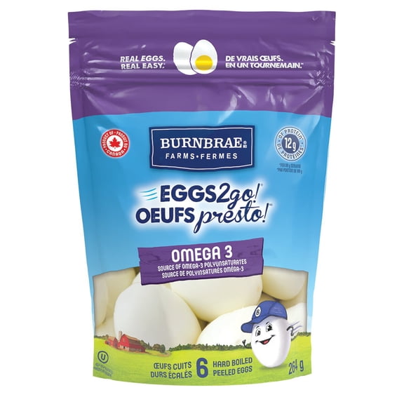 Burnbrae Farms EGGS2go! Omega 3 Hard Boiled 6-Pack Pouch