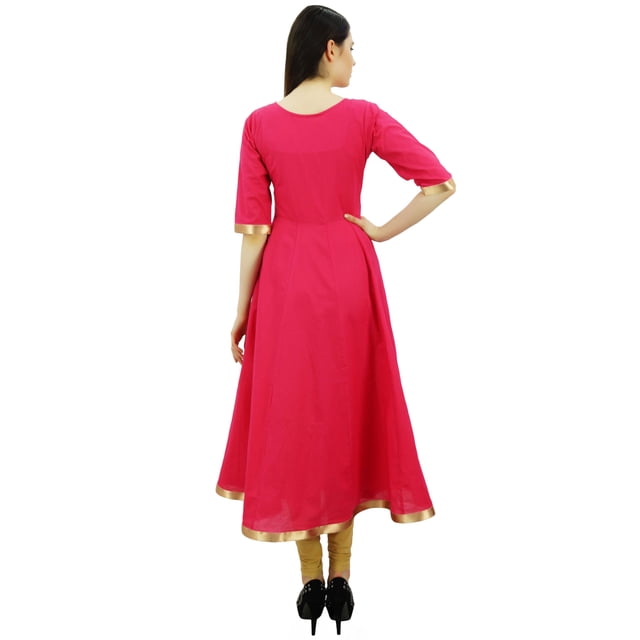 Bimba Kurti Anarkali pour Femmes avec Bordure Dorée Robe Vêtements Indiens Kurta pour Dames
