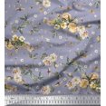 thumbnail image 1 of Soimoi Moss Georgette Fabric Leaves,Moth & Magnolia Floral Decor Fabric Printed Yard 42 Inch Wide, 1 of 3