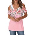 thumbnail image 2 of Soki Women's Off Shoulder Tee Clearance Blouses Short Sleeved V-Neck Fashionable Tops, 2 of 6