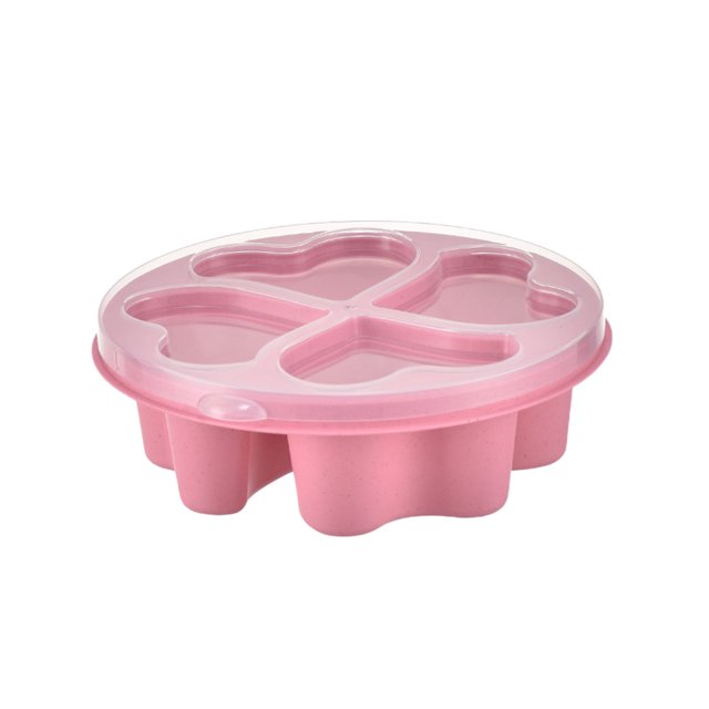Boîtes à Bento en Forme de Cœur Boîte à Collations Bonbons, Boîte à lunch en Paille, Boîte à Thé à Quatre Compartiments, Couvercle transparent Boîte à Collations Transfrontalière