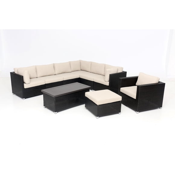 Innesbrook Collection Ensemble de conversation de patio en aluminium 9 pièces avec coussins beige