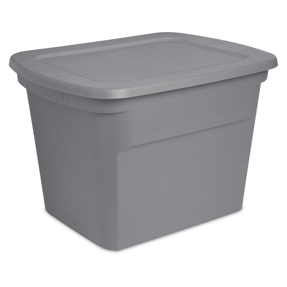 Sterilite 68 Liter Tote, Plastic Storage Bin with Snap-on Lid, Stackable, Gray