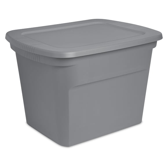 Sterilite 68 Liter Tote, Plastic Storage Bin with Snap-on Lid, Stackable, Gray