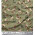 thumbnail image 1 of Soimoi Moss Georgette Fabric Text,Floral & Eiffel Tower Architectural Print Sewing Fabric Yard 42 Inch Wide, 1 of 3