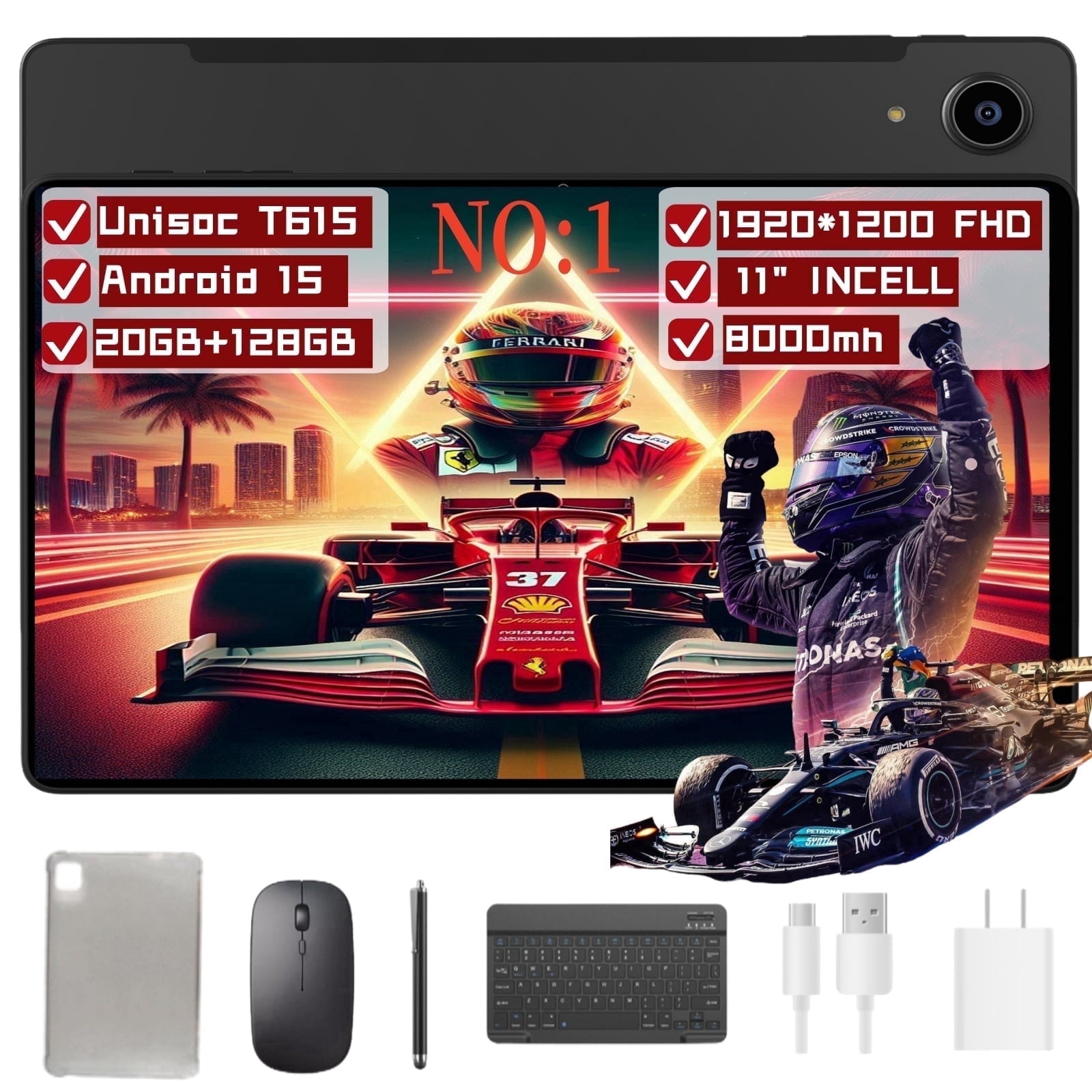 Alphawolf Tablet 2025 Newest Android 16 Tablet, 11 Inch Tablet with Gemini AI, T615 Octa-core Tablet Computer,128GB ROM+20(8+12)GB RAM+ 2TB Expand, 1920 * 1200 FHD Display ,8000mAh,Widevine L1, 2 In