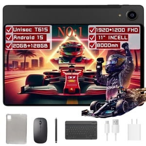Alphawolf tablette 2025 Plus récent Android 16 Comprimé, 11 Comprimé de pouce avec Gemini AI, T615 Ordinateur de tablette octa-core,128GB ROM+20(8+12)GB RAM+ 2TB Élargir, 1920 * 1200 FHD Affichage8000mAh,Vigne large L1, 2 Dans