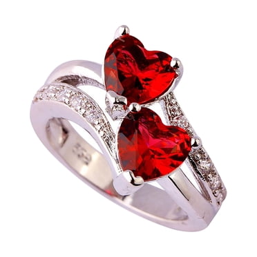 Bagues Pierre de Naissance, Bague en Argent Sterling 926, Bague Double Cœur, Bague Lover Stone en Argent Sterling, Bague de Promesse, Bague Gravée en Argent pour Maman Anniversaire Personnalisée Amitié Bagues de Fiançailles pour Femme pour Elle